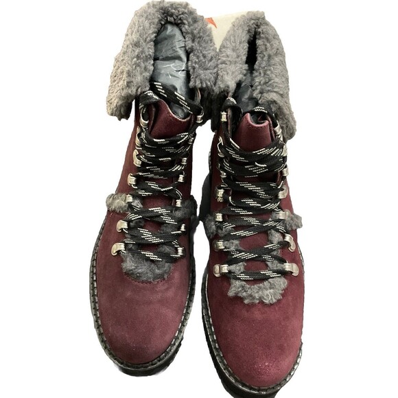 Very Volatile Women’s Size 7.5 Burgundy Leather Fur Hiking Boots. LSH183 - Picture 4 of 7